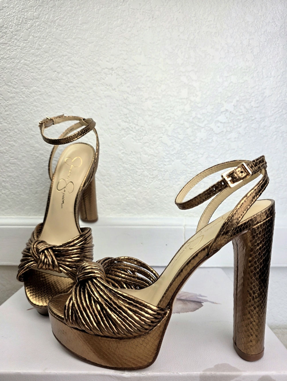 Jessica Simpson Immie Knotted Platform Sandals Bronze - Picture 5 of 14